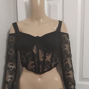 Elegant Black Lace Off-Shoulder Top